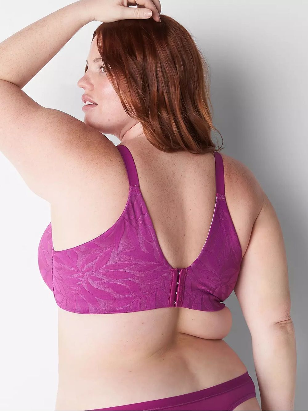 Cacique Invisible Lace Back Smoother Boost Plunge Bra Purple Wine 44B - Picture 2 of 11